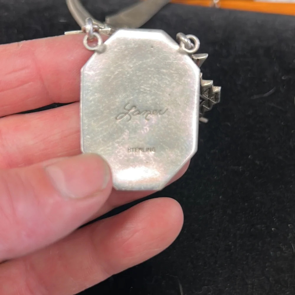 387134 Aztec inspired Laner Navajo Sterling Necklace. 19” adj link - Picture 6 of 6